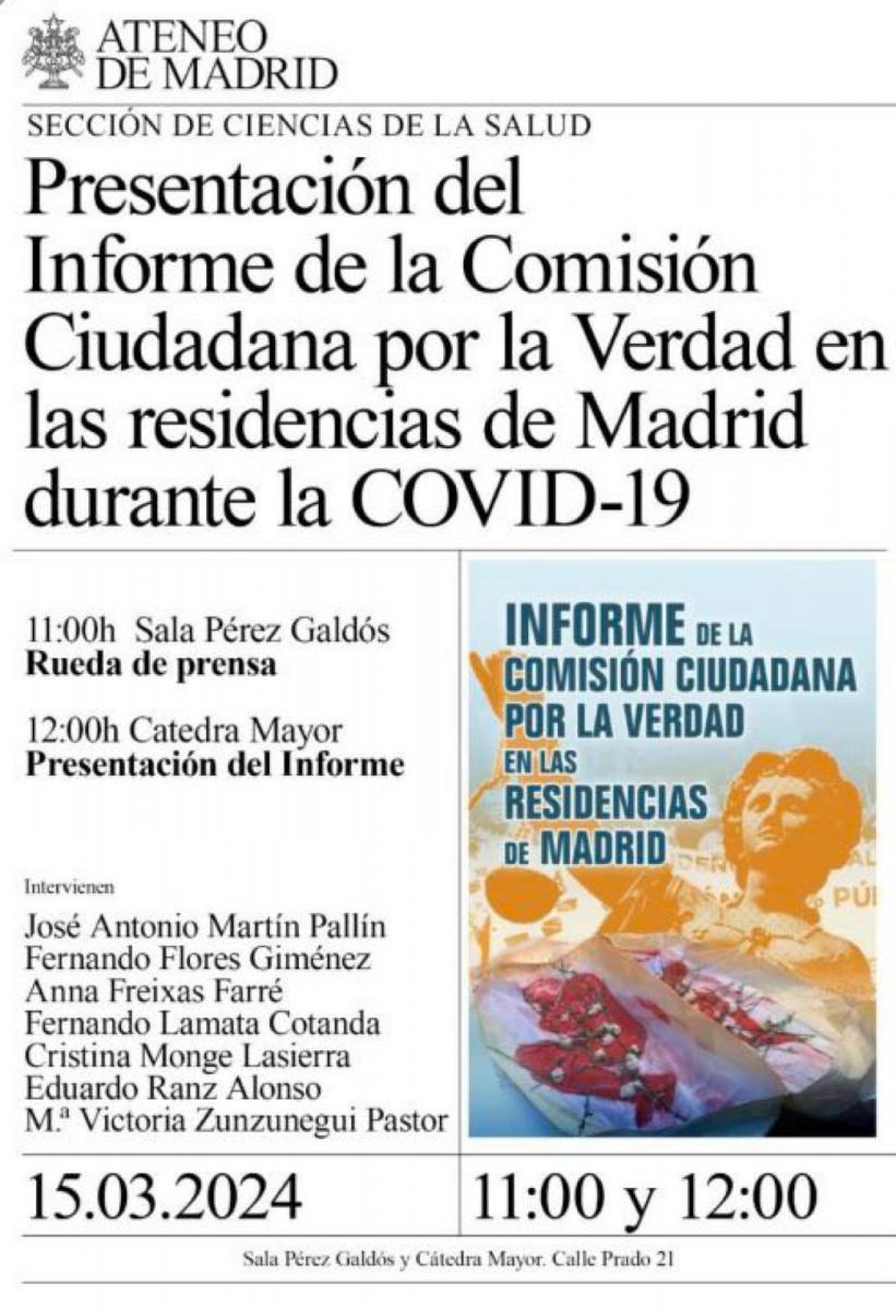 Informe de la Comisión Ciudadana por la Verdad en la residencias de Madrid 15 de Marzo 2024