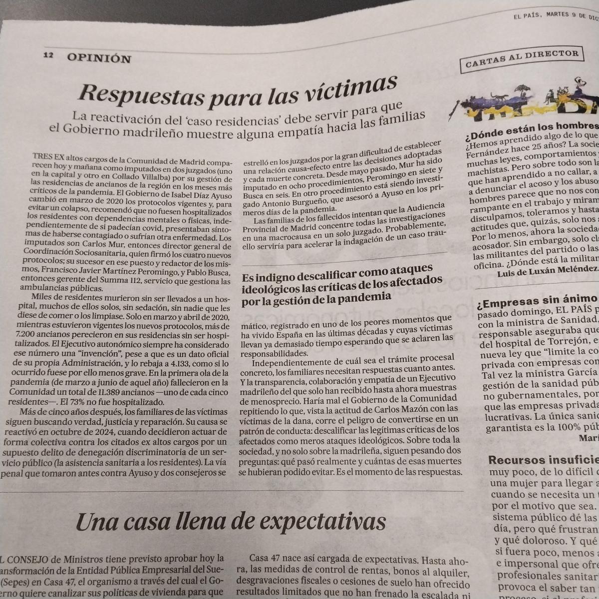 Editorial El País del 8 diciembre 2025
